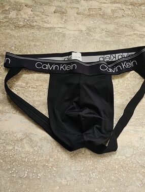 Calvin Klein Black Men's Jock Brief with Logo Waistband